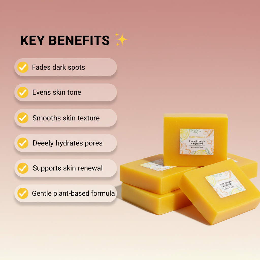 lemon turmeric & kojic acid brightening soap - 3 Pack